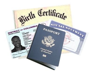I-9 Doc examplse: birth certificate, drivers license, passport, social security card