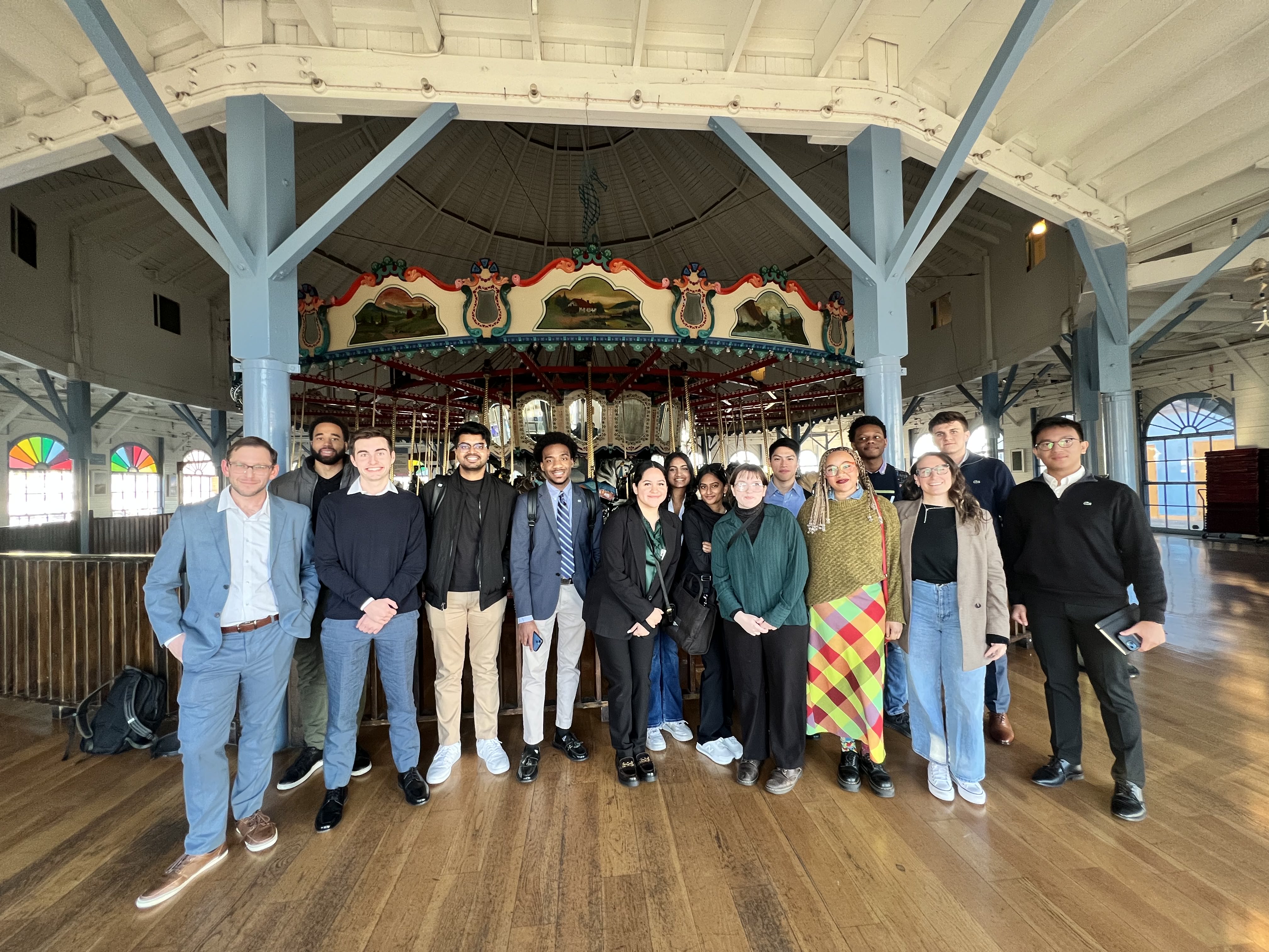 Career Quest 2024 LA | With GW Alum, Spencer Gross, of LA World Affairs, in front of the historic Santa Monica Pier Carousel Career Quest 2024 LA with GW Alum, Spencer Gross, of LA World Affairs, in front of the historic Santa Monica Pier Carousel